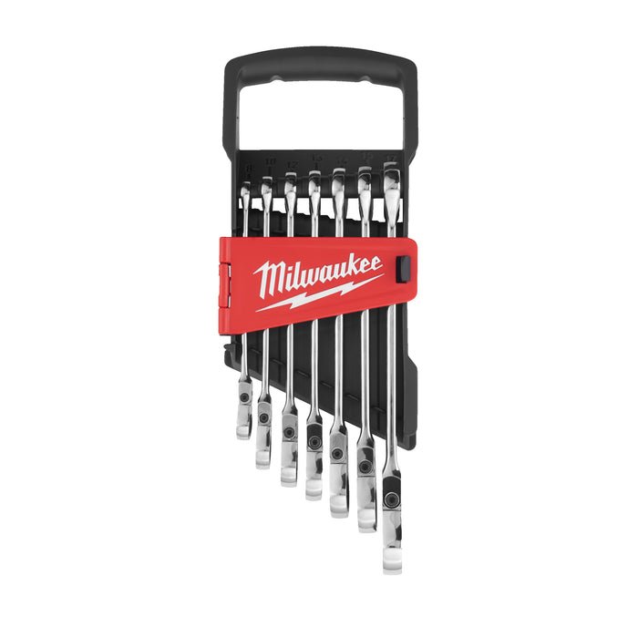 Milwaukee MAX BITE™ Metric Flexible Head Ratcheting Combination Spanner Set (7 Pc)