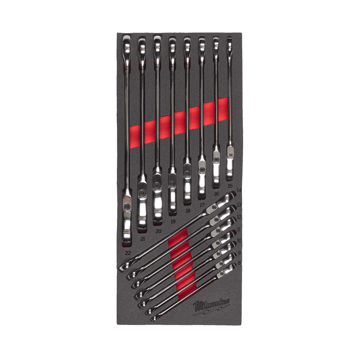 Milwaukee MAX BITE™ Flex Head Ratcheting Spanner Set Foam Insert
