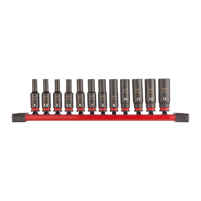 Milwaukee ¼ SHOCKWAVE IMPACT DUTY socket rail set (12pc)